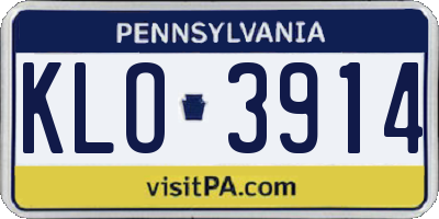 PA license plate KLO3914
