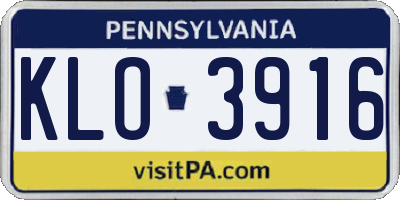 PA license plate KLO3916