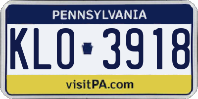 PA license plate KLO3918