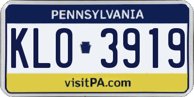 PA license plate KLO3919