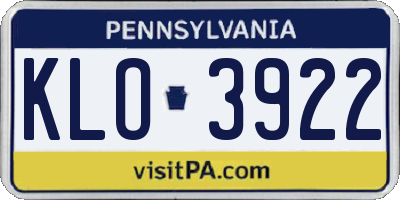 PA license plate KLO3922