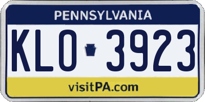 PA license plate KLO3923