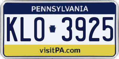 PA license plate KLO3925