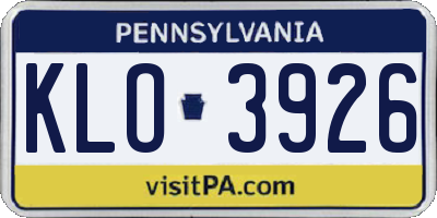 PA license plate KLO3926