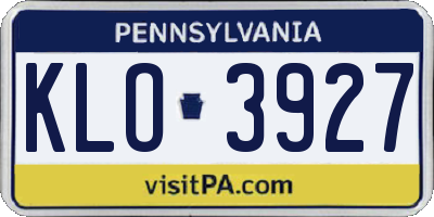 PA license plate KLO3927