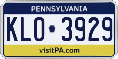 PA license plate KLO3929