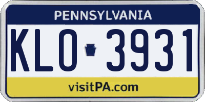 PA license plate KLO3931