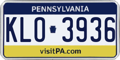 PA license plate KLO3936