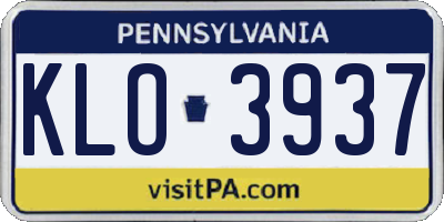 PA license plate KLO3937