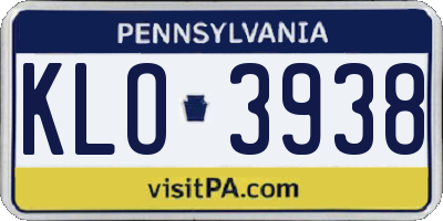 PA license plate KLO3938
