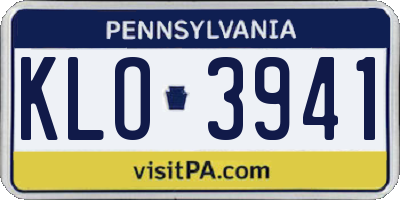 PA license plate KLO3941