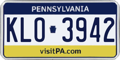 PA license plate KLO3942