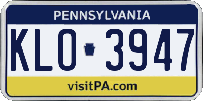 PA license plate KLO3947