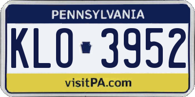 PA license plate KLO3952