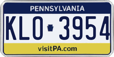 PA license plate KLO3954