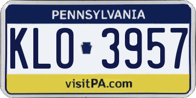 PA license plate KLO3957