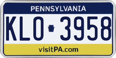 PA license plate KLO3958