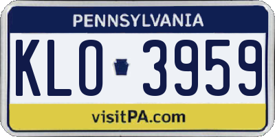 PA license plate KLO3959