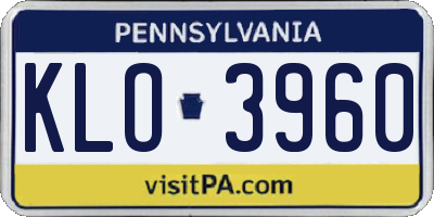 PA license plate KLO3960