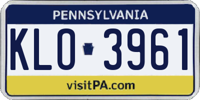 PA license plate KLO3961