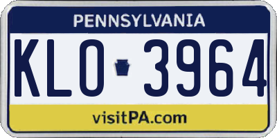 PA license plate KLO3964