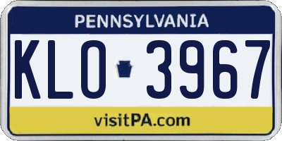 PA license plate KLO3967