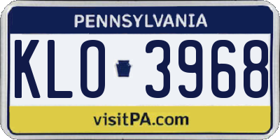 PA license plate KLO3968