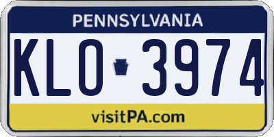PA license plate KLO3974