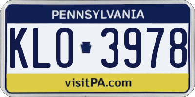 PA license plate KLO3978