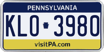 PA license plate KLO3980