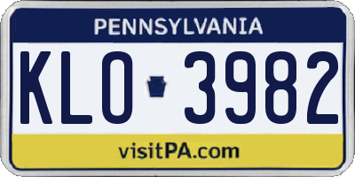 PA license plate KLO3982