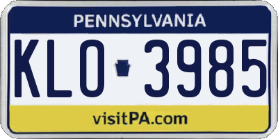 PA license plate KLO3985