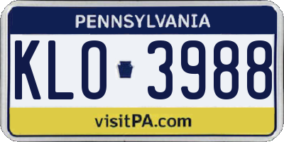 PA license plate KLO3988
