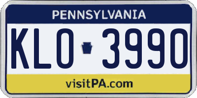 PA license plate KLO3990