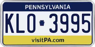 PA license plate KLO3995