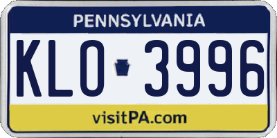 PA license plate KLO3996