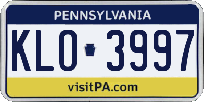 PA license plate KLO3997