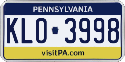 PA license plate KLO3998