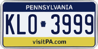 PA license plate KLO3999