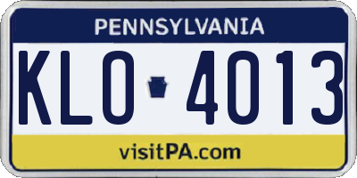 PA license plate KLO4013