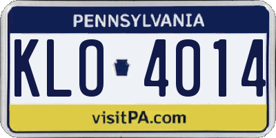 PA license plate KLO4014