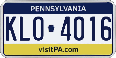 PA license plate KLO4016