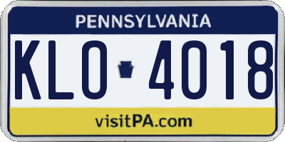 PA license plate KLO4018
