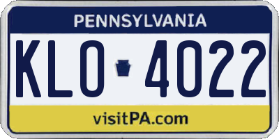 PA license plate KLO4022