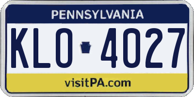 PA license plate KLO4027