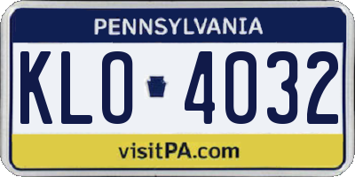 PA license plate KLO4032
