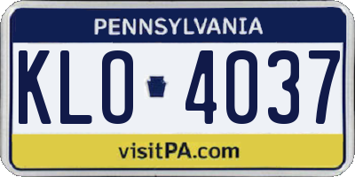 PA license plate KLO4037