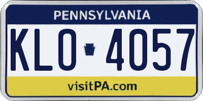 PA license plate KLO4057