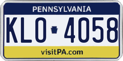 PA license plate KLO4058