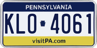 PA license plate KLO4061